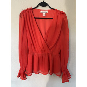 Red Chiffon Peplum Blouse S Swift Showgirl Vibes Fall Romantic